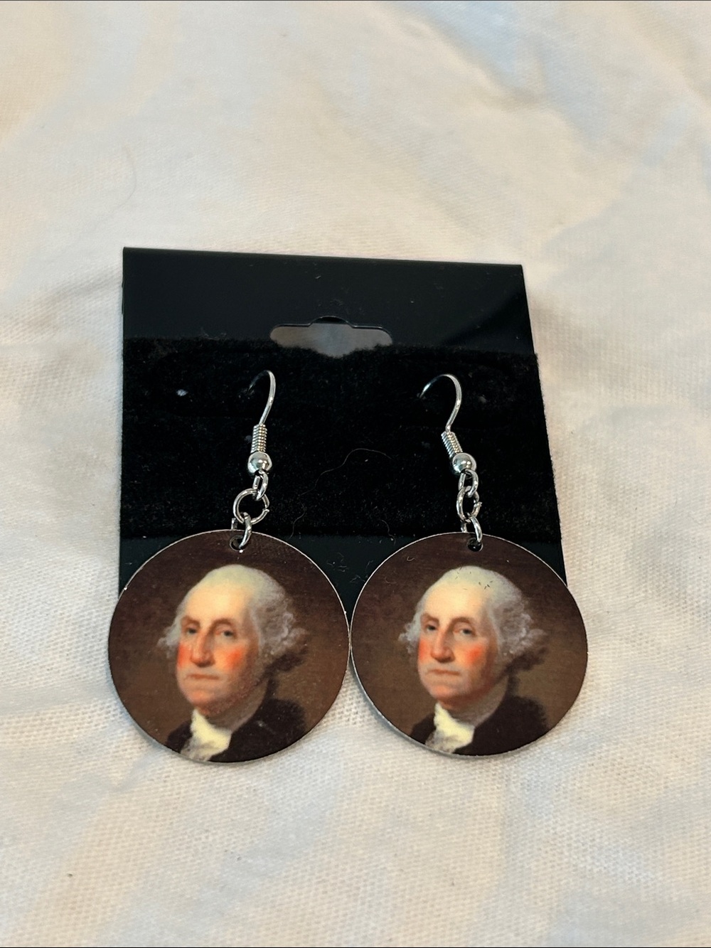 George Washington Drop Earrings in Brown and Cream